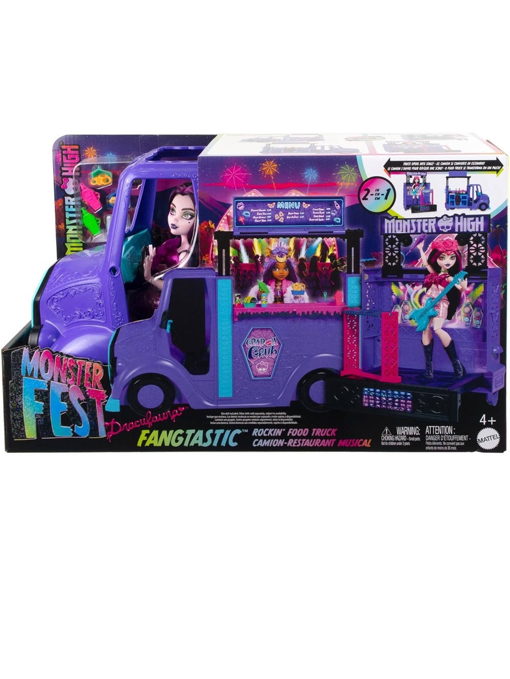 Monster High Draculaura Doll & Fangtastic Rockin’ Food Truck with Pullout Stage